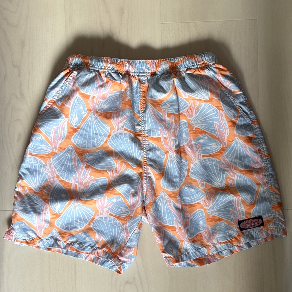Vineyard Vines Men's Orange and Blue Swim Trunks, M NWOT